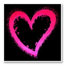 Pink Heart On Black Pop Art Print