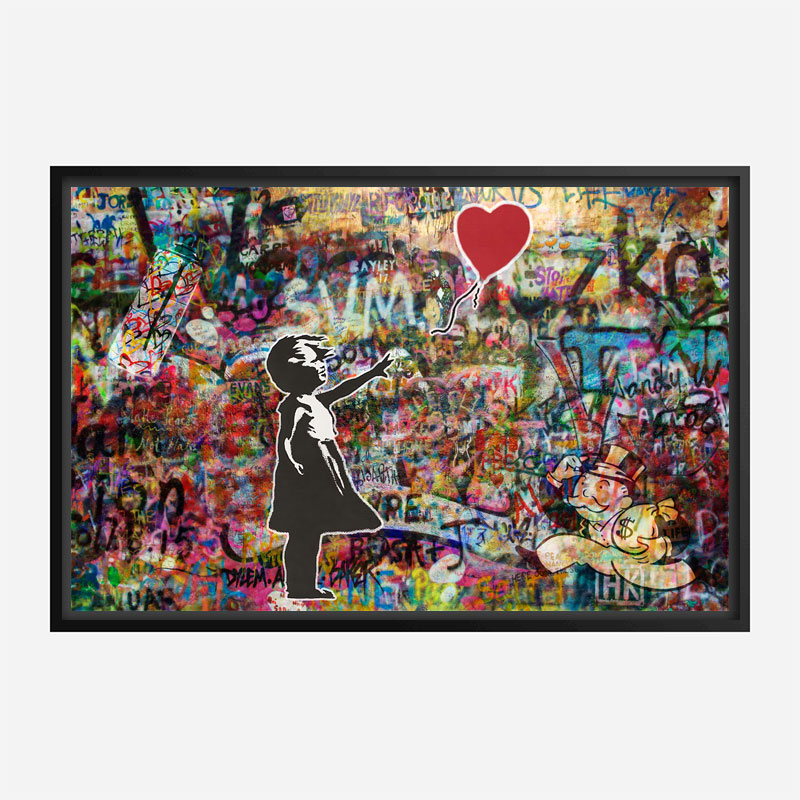 Girl with Balloon Graffiti Wall Art