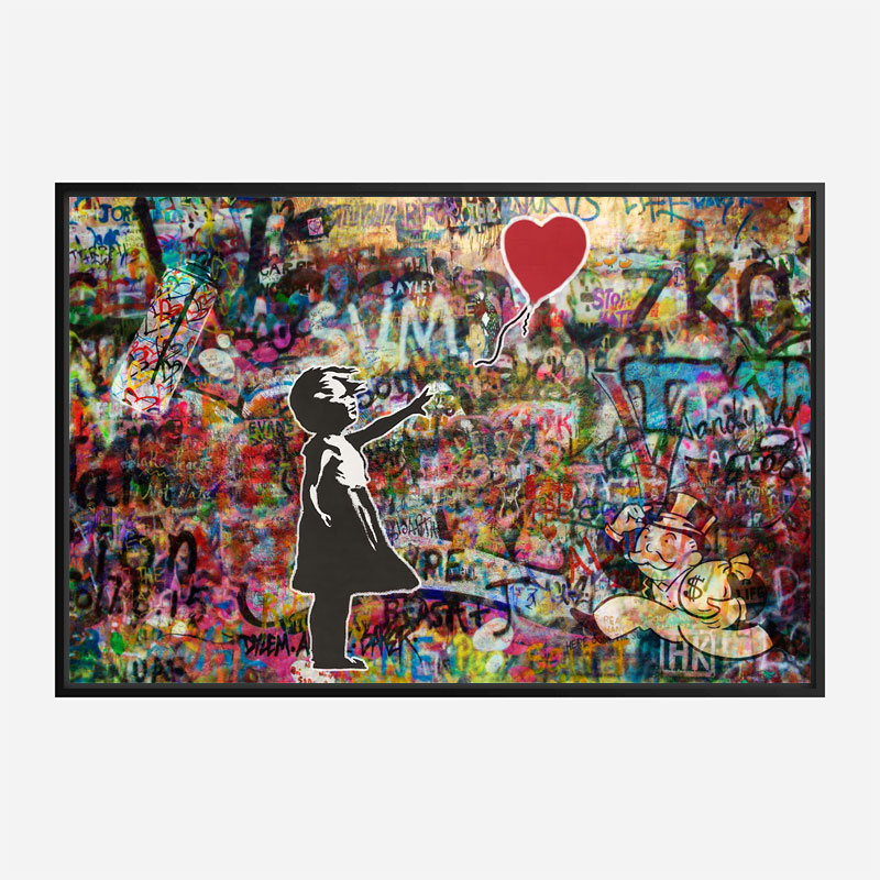 Girl with Balloon Graffiti Wall Art