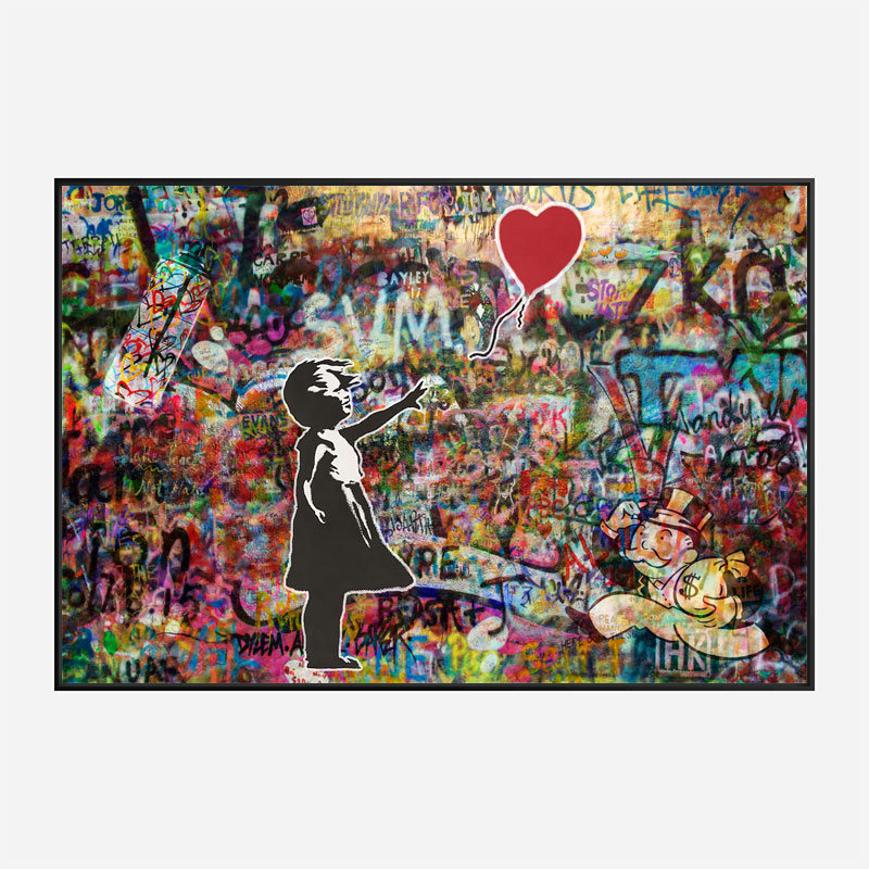 Girl with Balloon Graffiti Wall Art