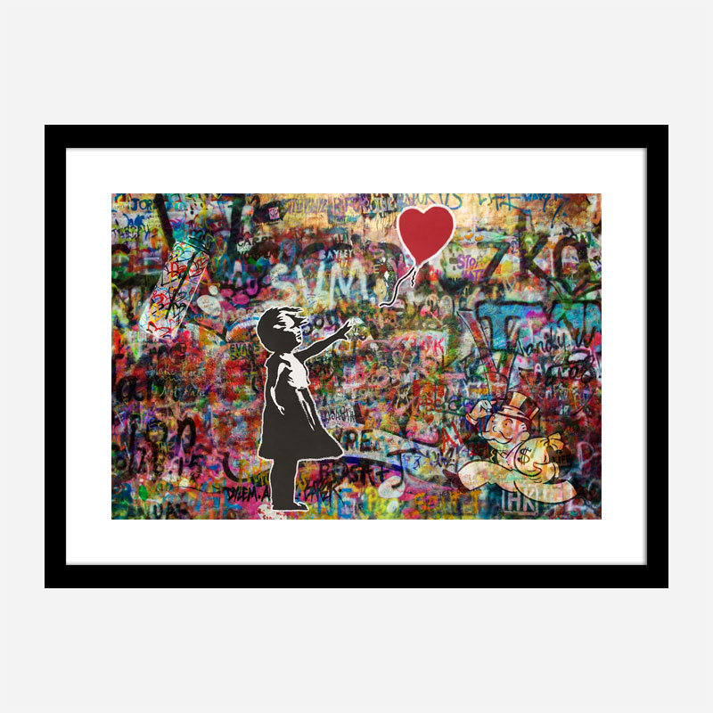 Girl with Balloon Graffiti Wall Art