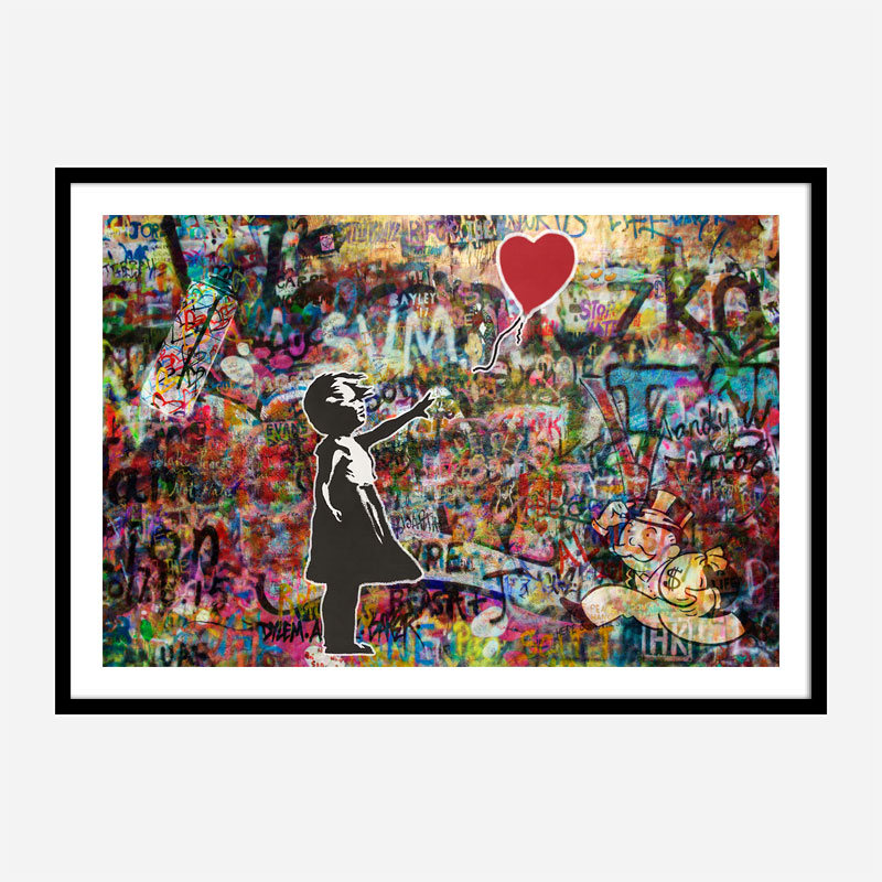 Girl with Balloon Graffiti Wall Art