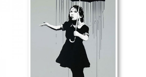 Nola Grey Rain Banksy Art Print
