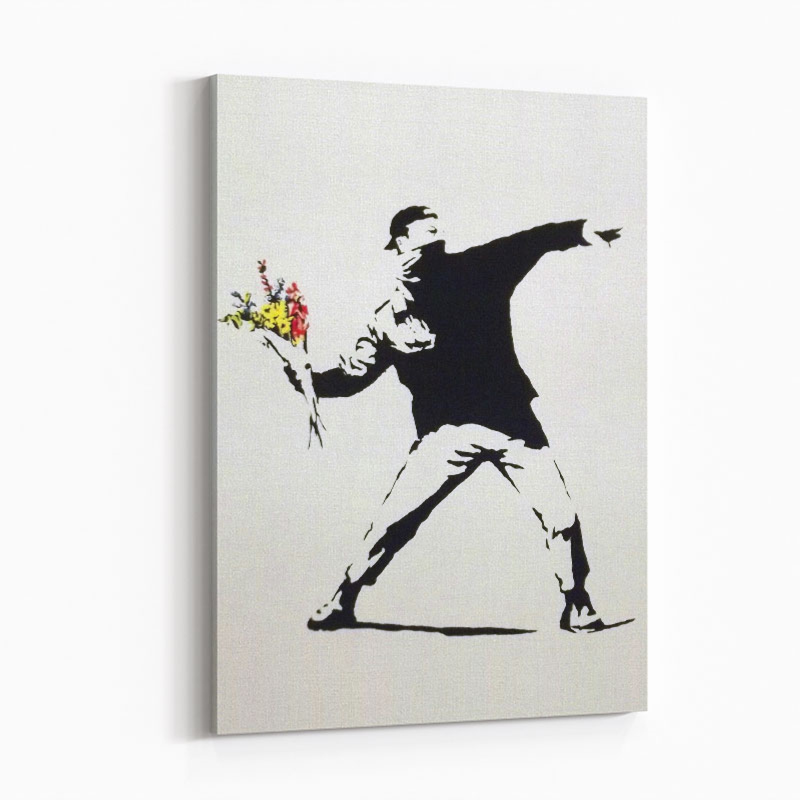 A man throwing flowers with a bird in his hand