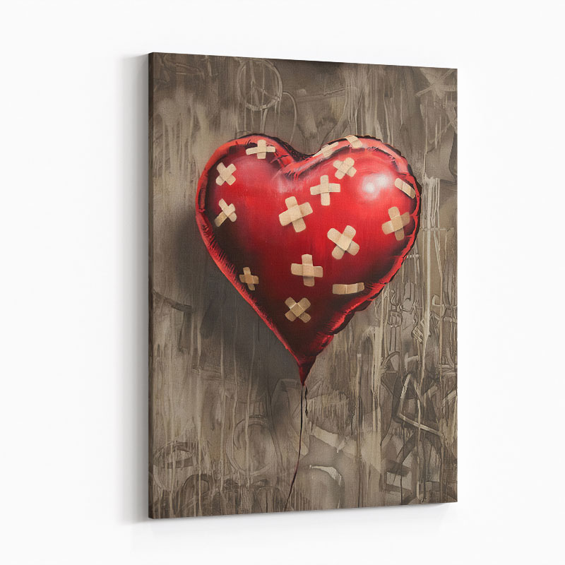 Bandaged Heart Balloon by Banksy Art Print