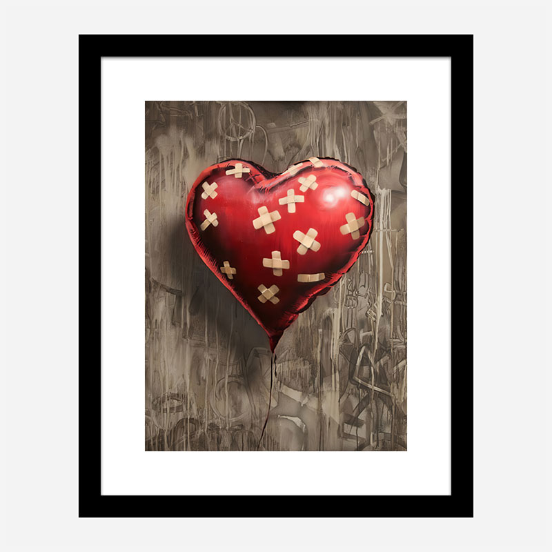 Bandaged Heart Balloon by Banksy Art Print