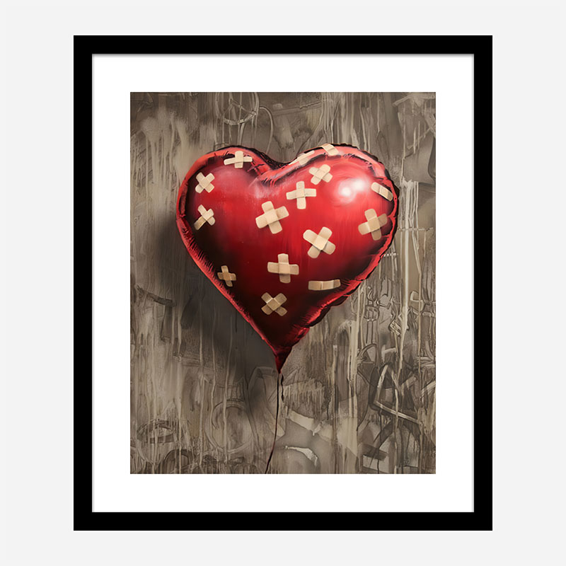 Bandaged Heart Balloon by Banksy Art Print