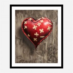 Bandaged Heart Balloon by Banksy Art Print