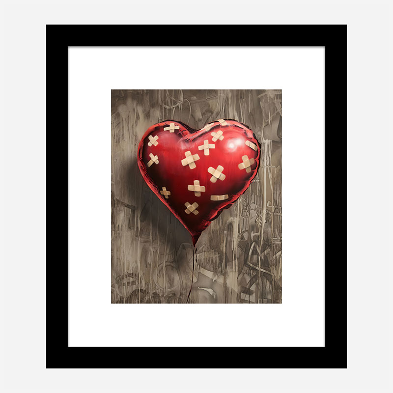 Bandaged Heart Balloon by Banksy Art Print