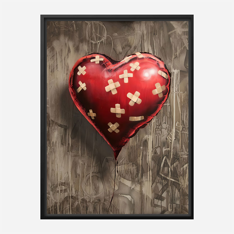 Bandaged Heart Balloon by Banksy Art Print