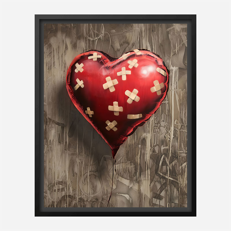 Bandaged Heart Balloon by Banksy Art Print