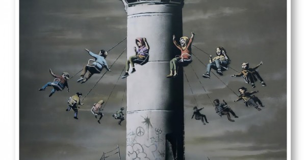 Walled Off Hotel Watchtower Swing by Banksy Art Print