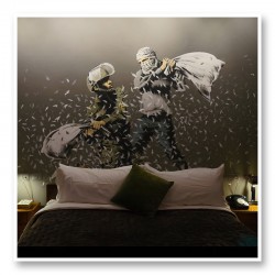 Walled Off Hotel Pillow Fight by Banksy Art Print