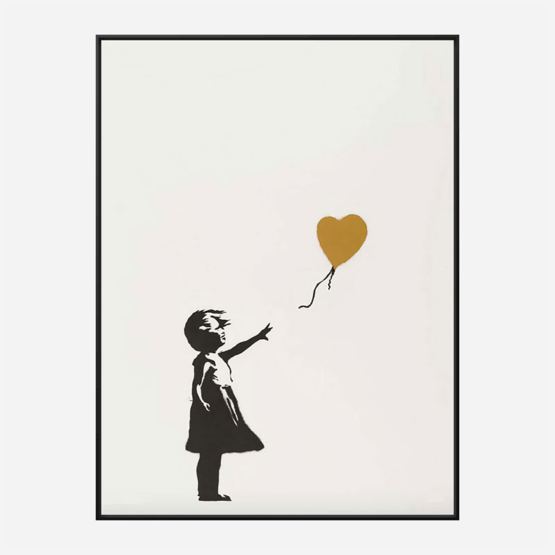 Banksy Girl with Gold Balloon Art Print