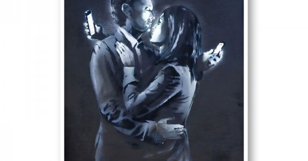 限定マット額装品/バンクシー/Mobile Lovers Banksy Mobile Lovers Art Print
