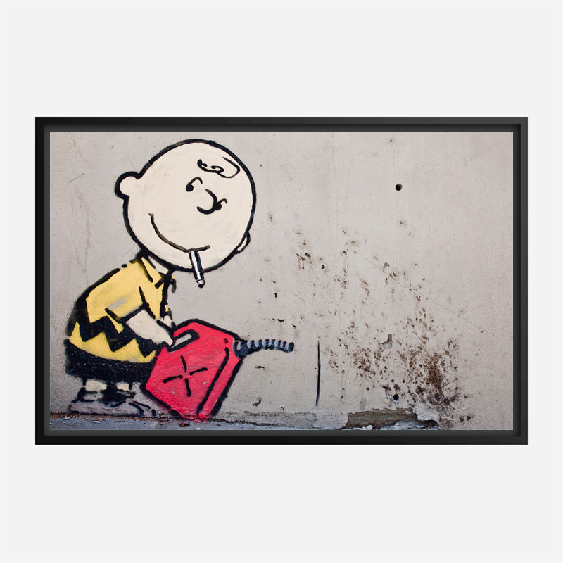 BANKSY Charlie Brown Gasoline Canvas Print Graffiti Wall Art Home Decor Giclee 