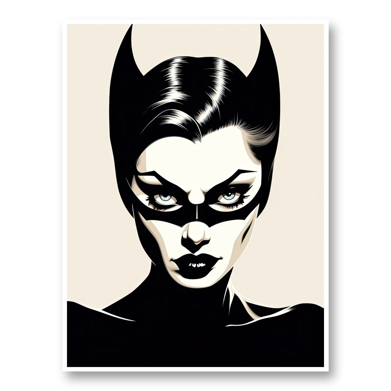 Catwoman Black & White Art Print