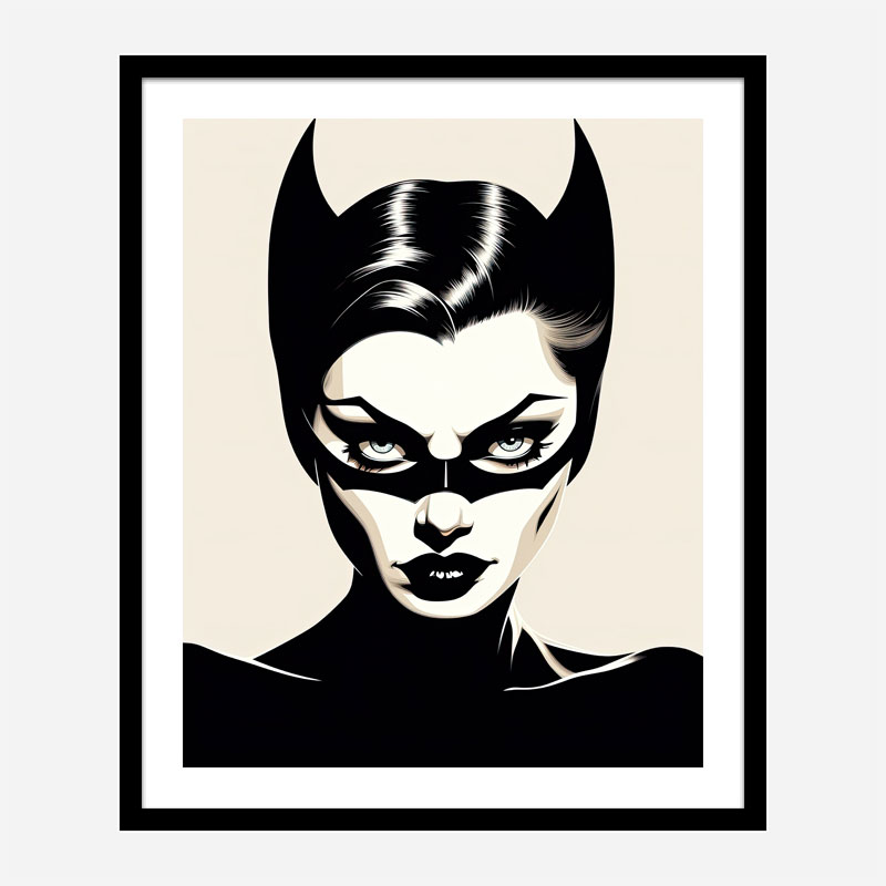 Catwoman Black & White Art Print