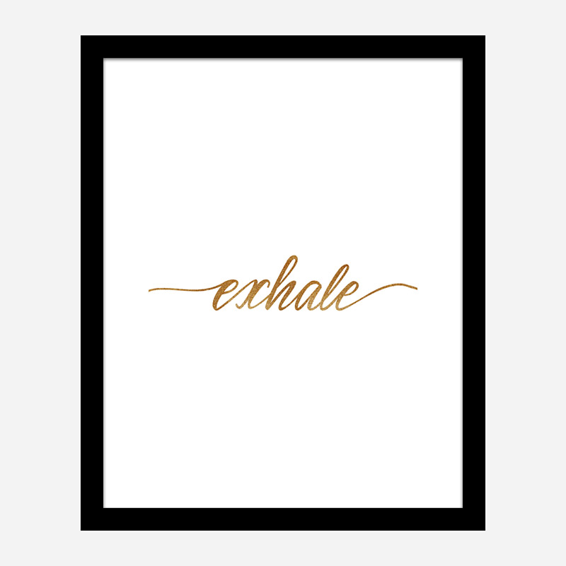 Exhale Gold Typography Wall Art