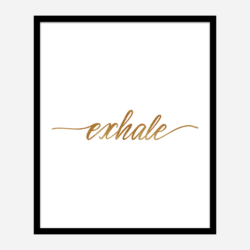 Exhale Gold Typography Wall Art