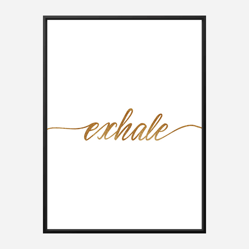 Exhale Gold Typography Wall Art