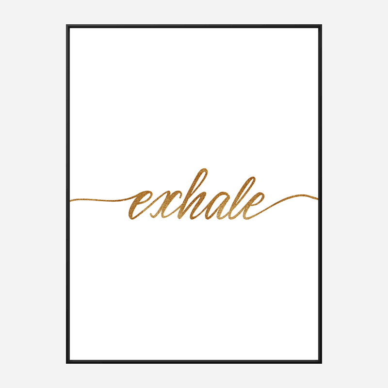 Exhale Gold Typography Wall Art
