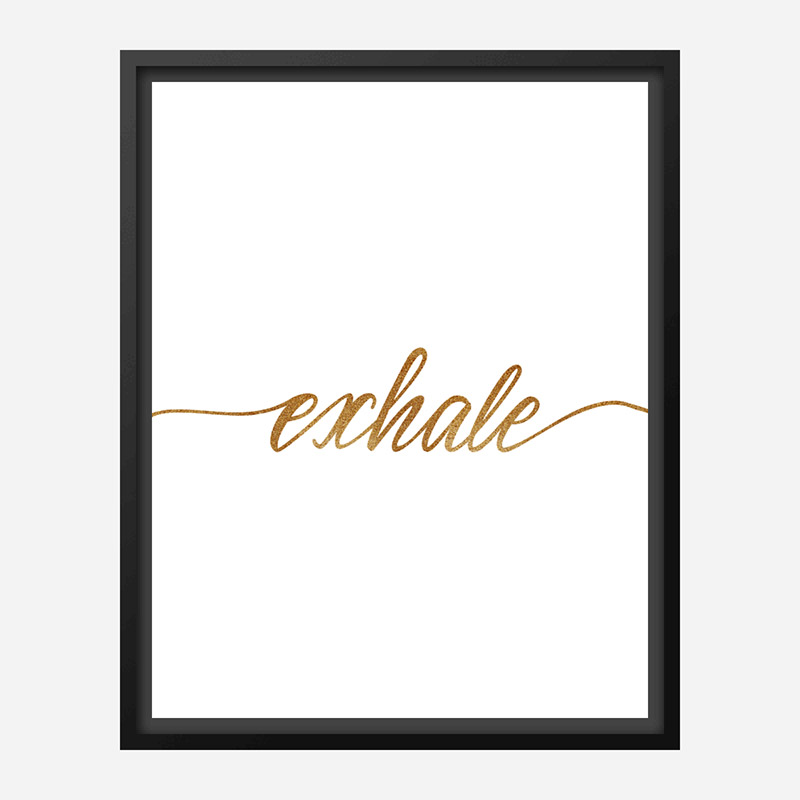 Exhale Gold Typography Wall Art