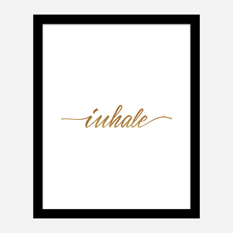 Inhale Gold Typography Wall Art