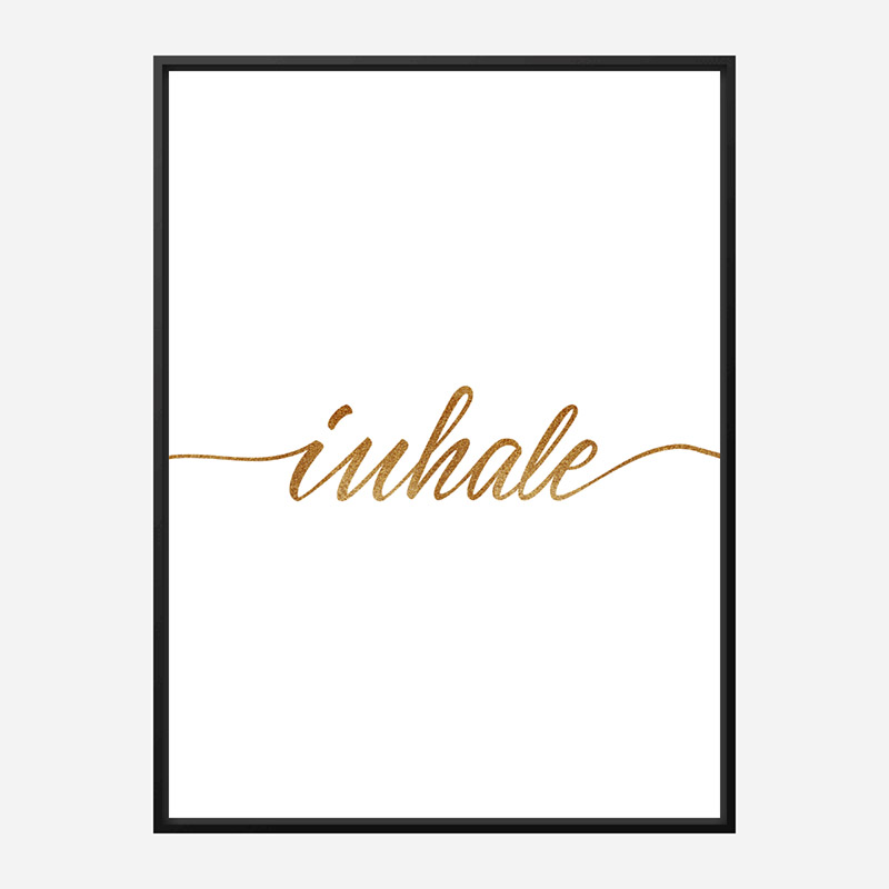 Inhale Gold Typography Wall Art