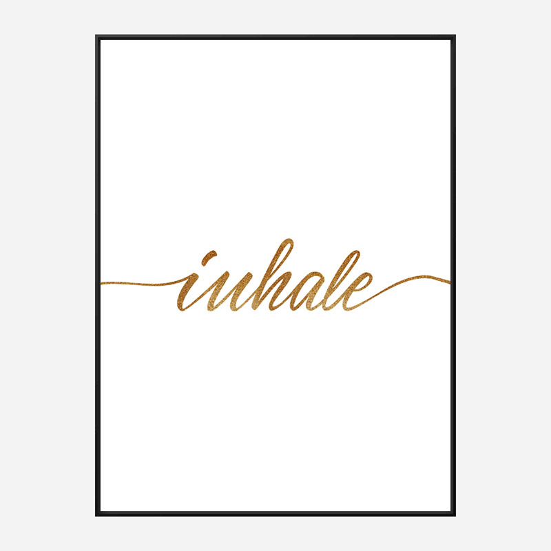 Inhale Gold Typography Wall Art