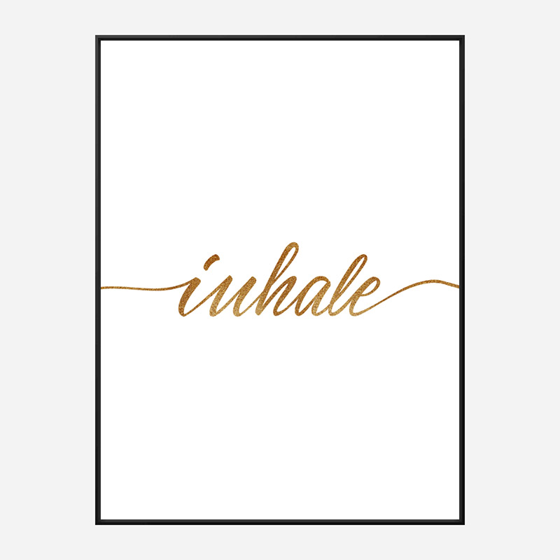 Inhale Gold Typography Wall Art