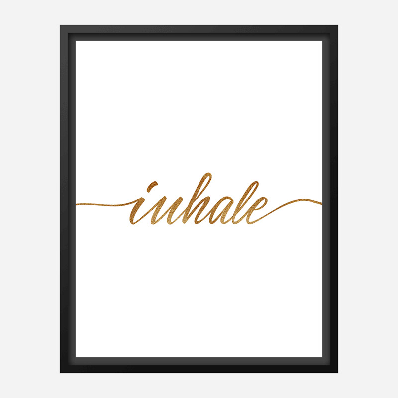 Inhale Gold Typography Wall Art