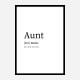 Aunt Definition Typography Wall Art