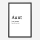 Aunt Definition Typography Wall Art