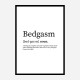 Bedgasam Definition Typography Wall Art