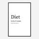 Diet Definition Typography Wall Art