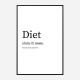 Diet Definition Typography Wall Art