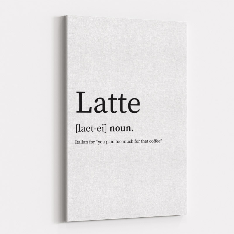 Latte Definition Typography Wall Art