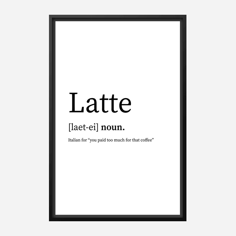 Latte Definition Typography Wall Art