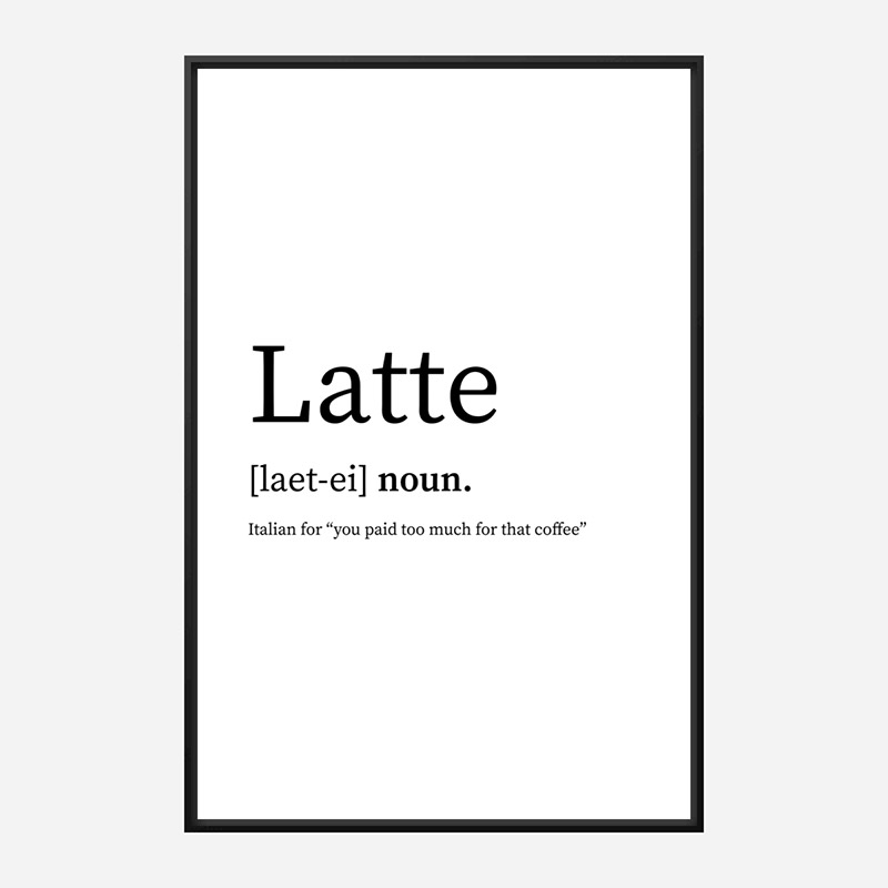 Latte Definition Typography Wall Art