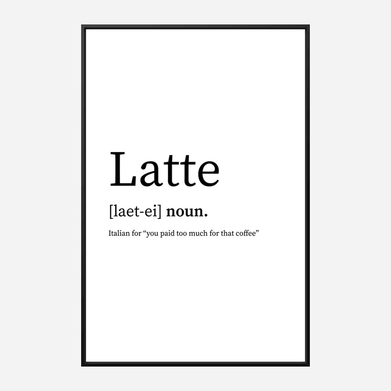 Latte Definition Typography Wall Art