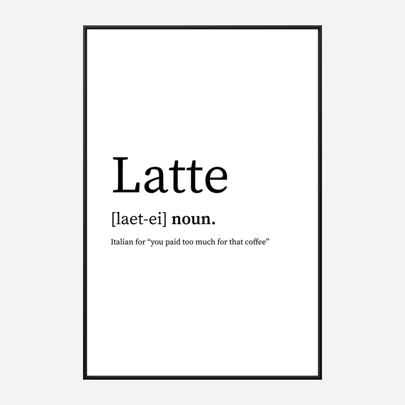Latte Definition Typography Wall Art