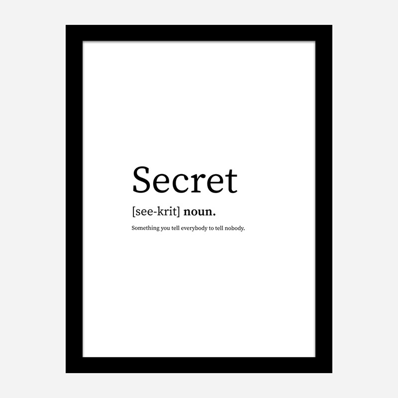 Secret Definition Typography Wall Art