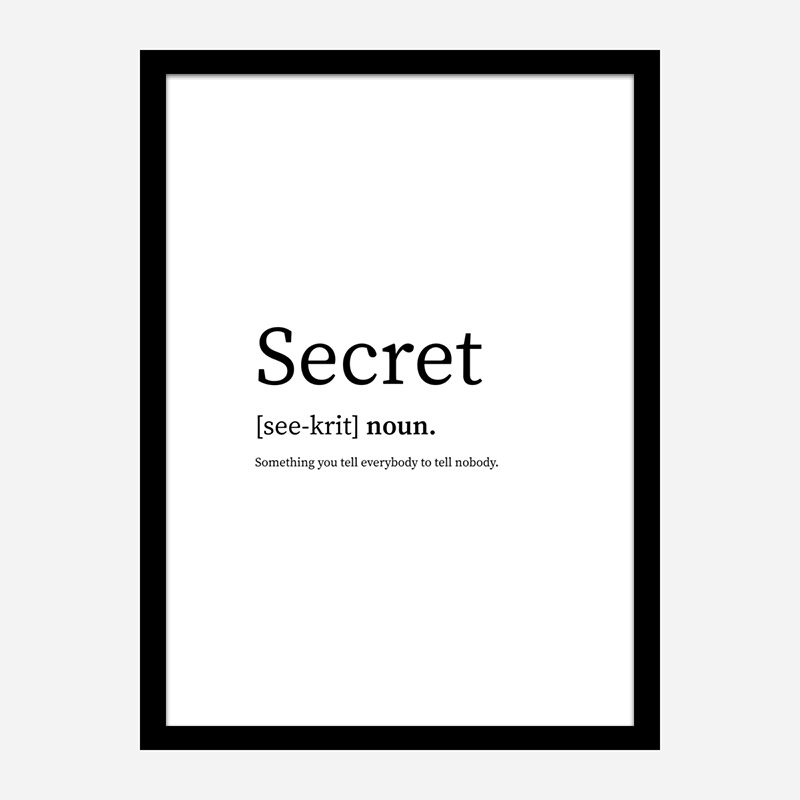 Secret Definition Typography Wall Art