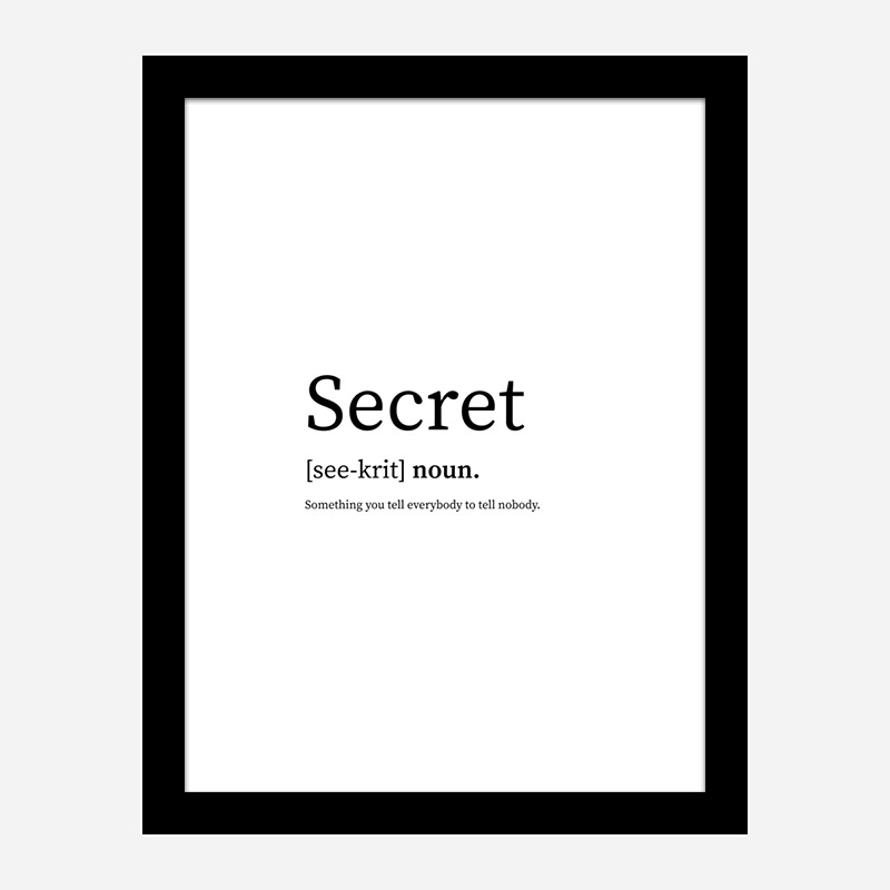 Secret Definition Typography Wall Art