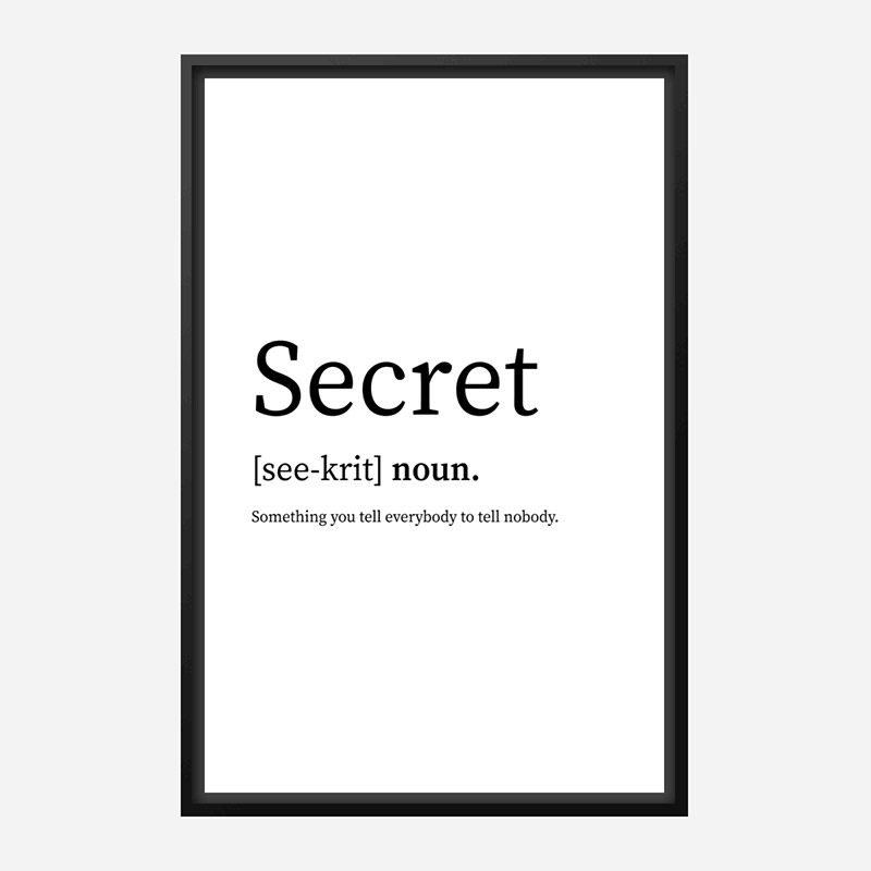 Secret Definition Typography Wall Art