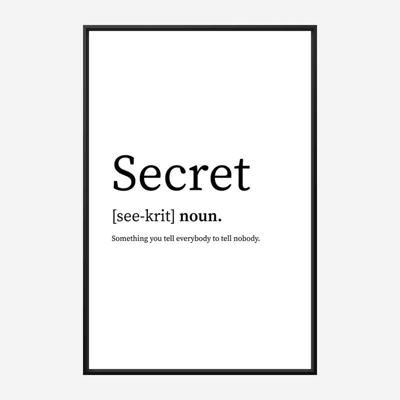 Secret Definition Typography Wall Art