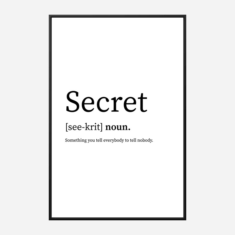 Secret Definition Typography Wall Art