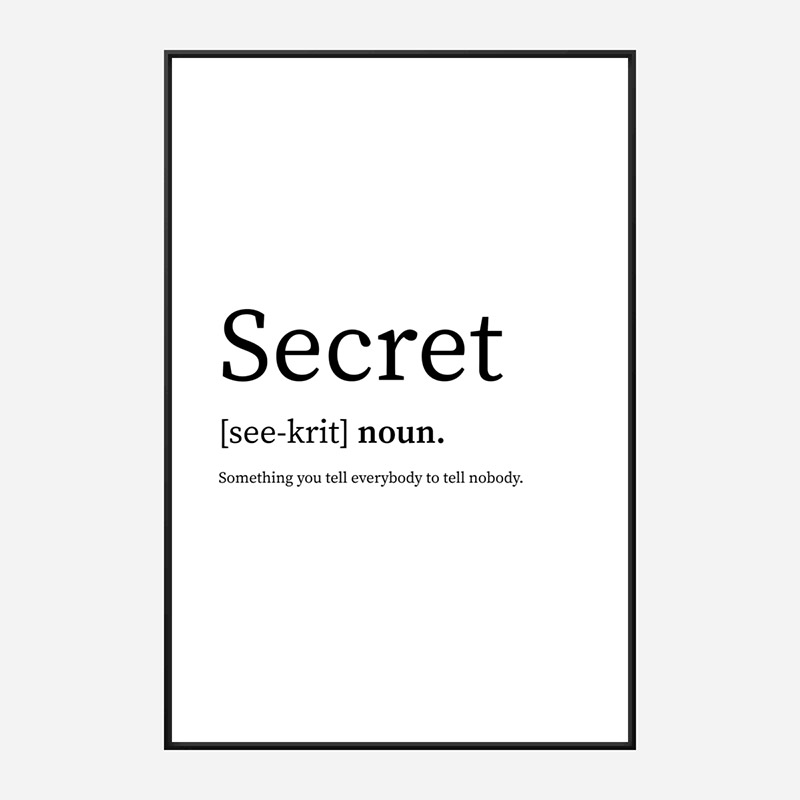 Secret Definition Typography Wall Art