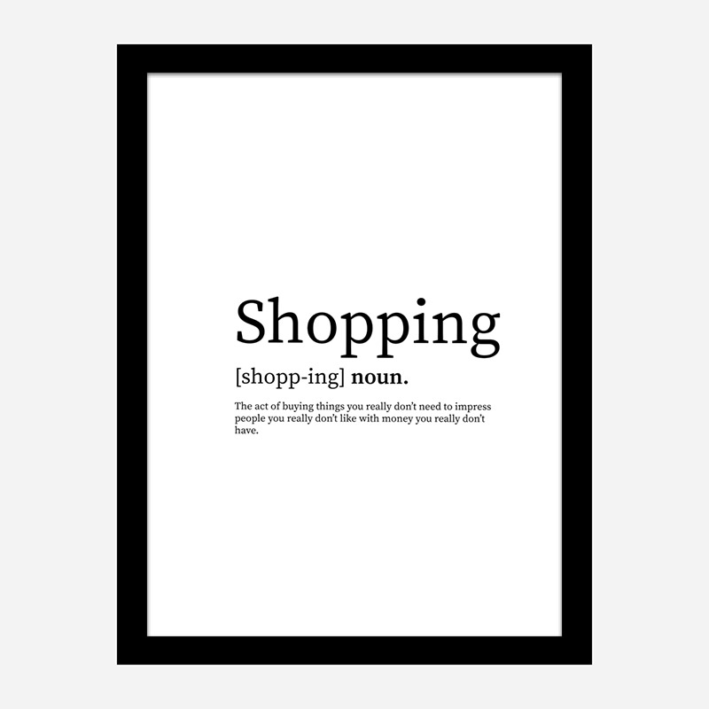 Shopping Definition Typography Wall Art